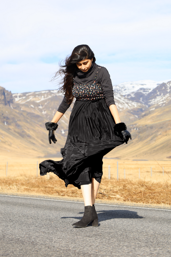 Midnight Meadows Pleated Skirt