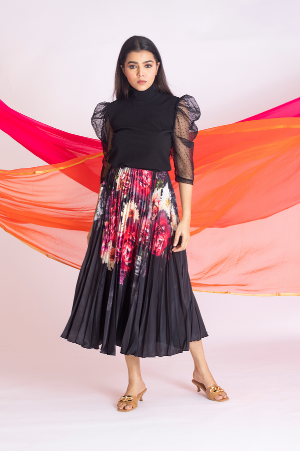 Onyx Pleated Skirt