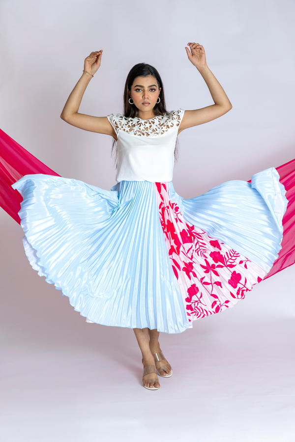 Cherry Blossom Pleated Skirt