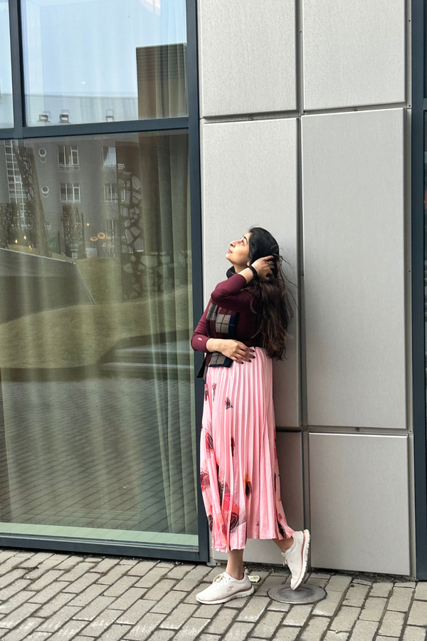 Peach Petals Pleated Skirt