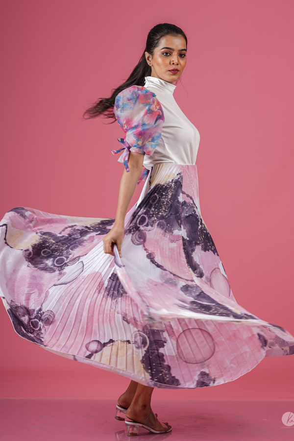 Pixelated Pleated Skirt
