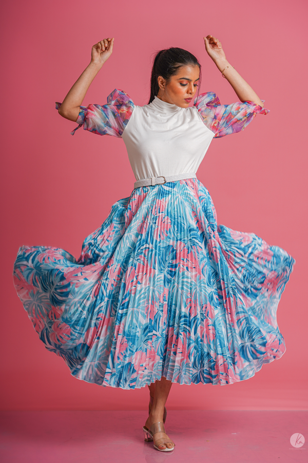 Palm Leaf Pleated Skirt