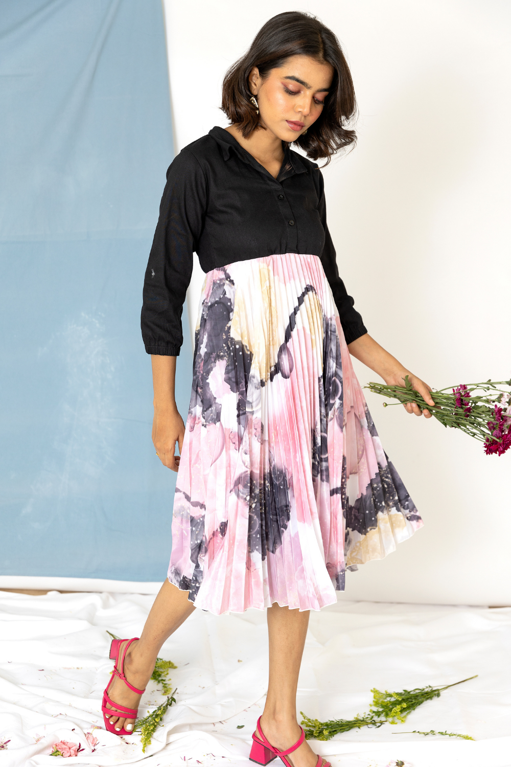 Galaxy pleated dress