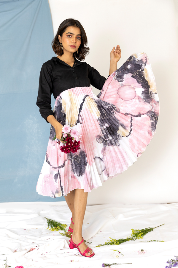 Galaxy pleated dress