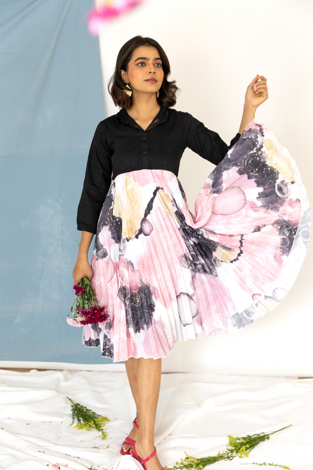 Galaxy pleated dress
