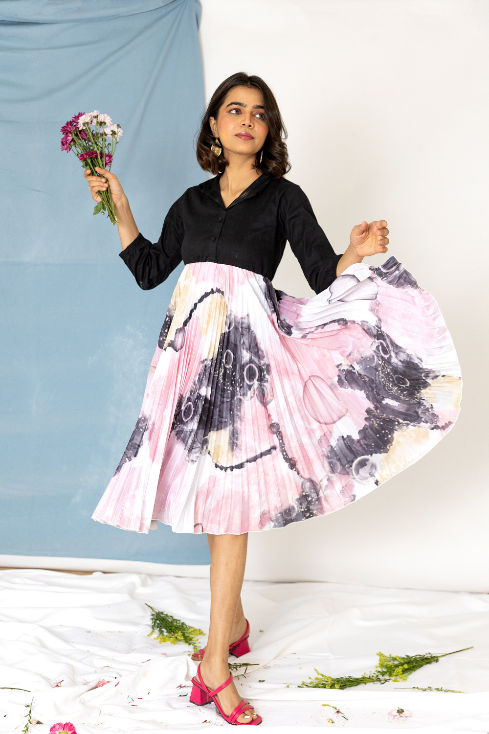 Galaxy pleated dress