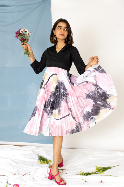 Galaxy pleated dress