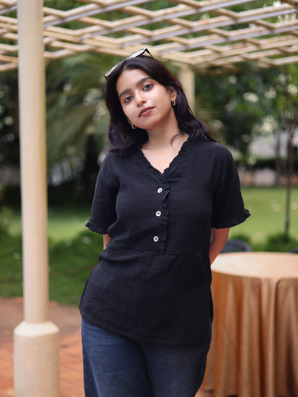 Midnight Ruffle Top